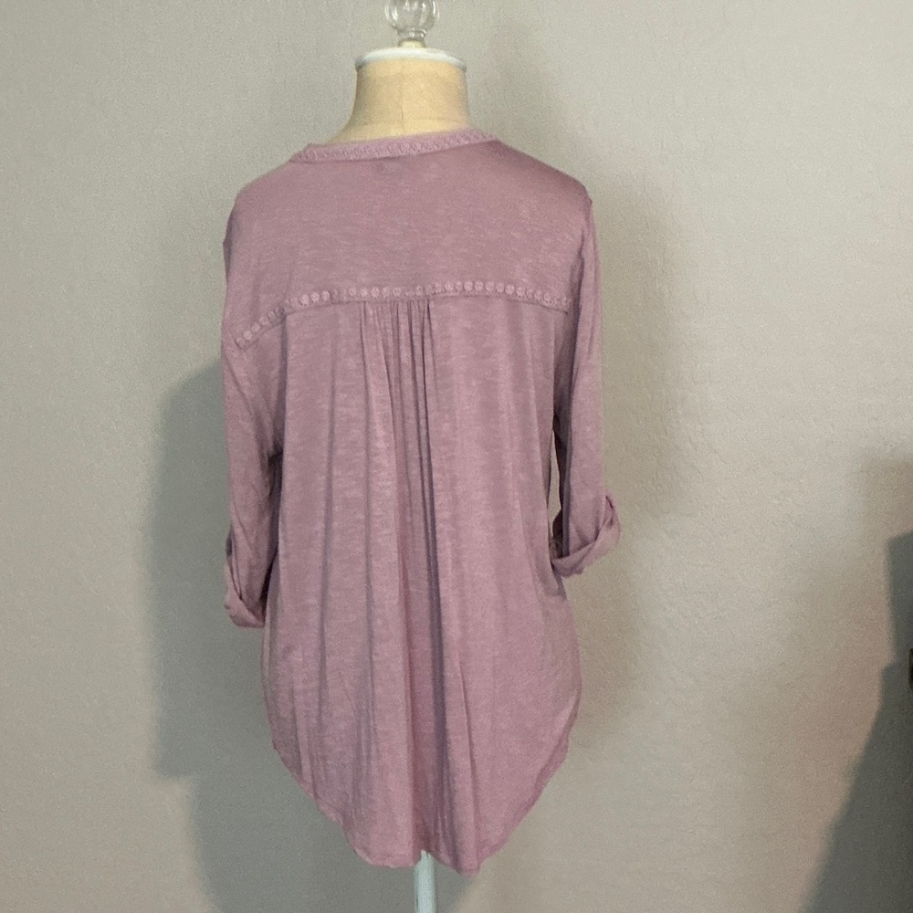 Democracy Light Purple 1/2 Button Blouse - Picture 2 of 6
